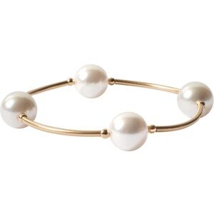 Made As Intended Blessing Bracelet White Crystal Pearls with Gold Filled Links